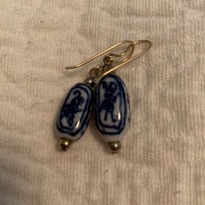 Blue white earrings